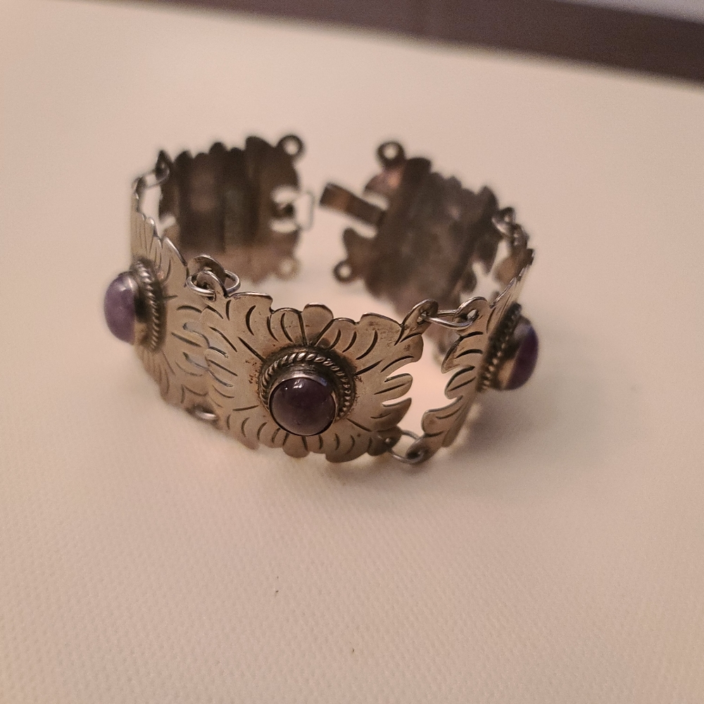 VIntage silver amethyst bracelet 1940